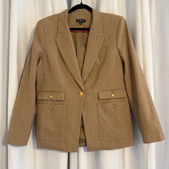 J. Crew Jackets & Blazers - J.Crew Vivienne Italian Wool Blazer Tan Gold Button Women’s 12T Tall